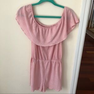 Women’s Satin Baby Pink Off the Shoulder Romper